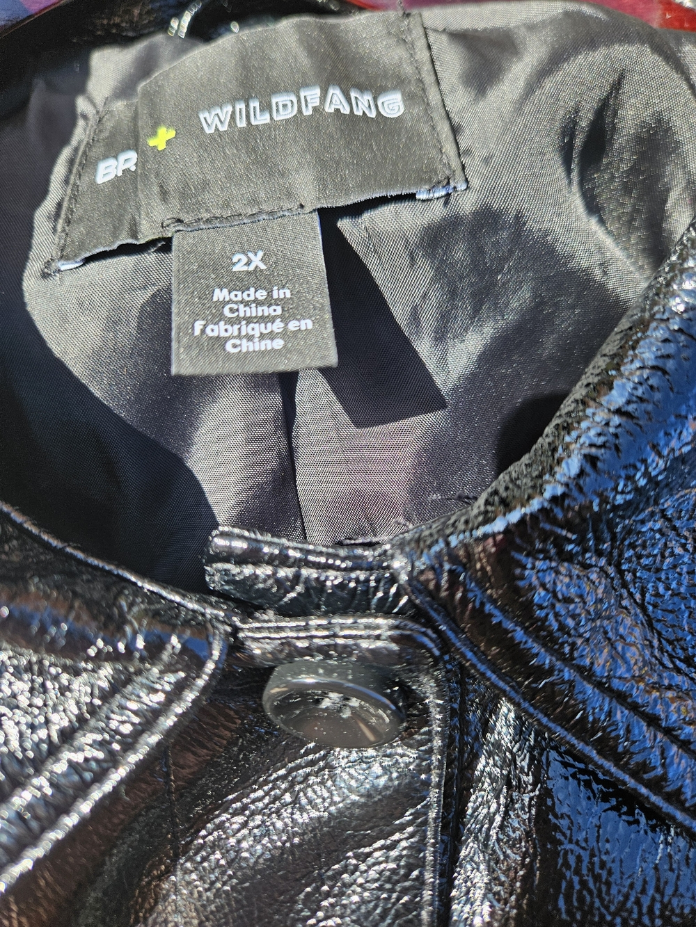 BP. × Wildfang Women's 2X Patent Faux Leather  Button-Front Jacket - Picture 3 of 9